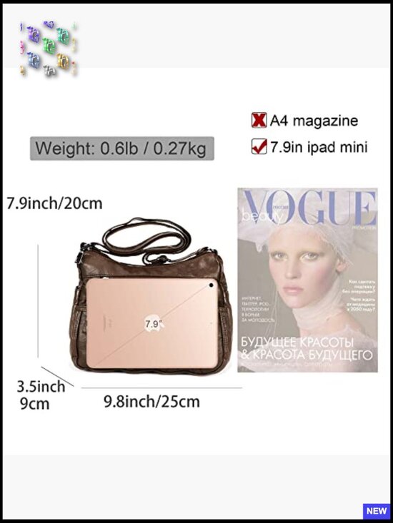 Versatile Women Small Vegan Leather Crossbody Bag Lightweight Shoulder Purse with Multiple